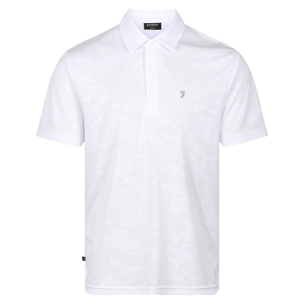 Farah Men's Jones Camo Golf Polo Shirt, Mens, White, Large | American Golf von Farah