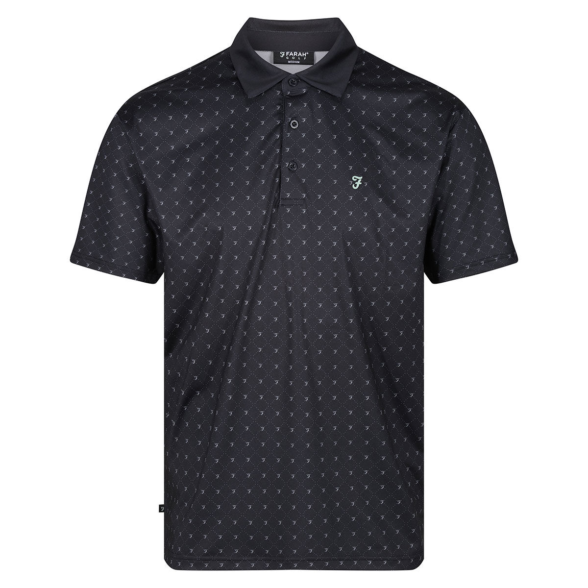 Farah Men's Newark AOP Golf Polo Shirt, Mens, Black, Xxl | American Golf von Farah