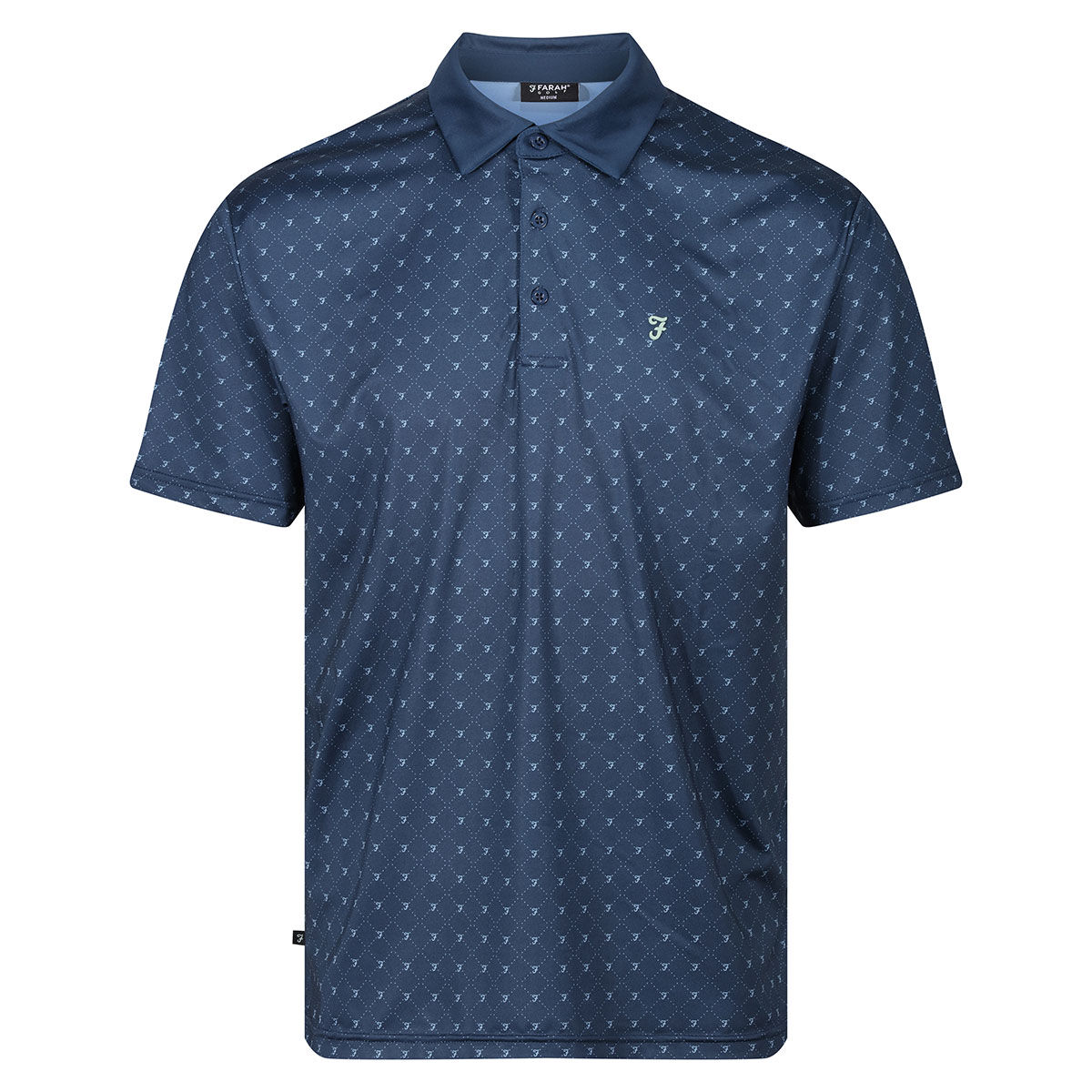 Farah Men's Newark AOP Golf Polo Shirt, Mens, Dress blues, Small | American Golf von Farah