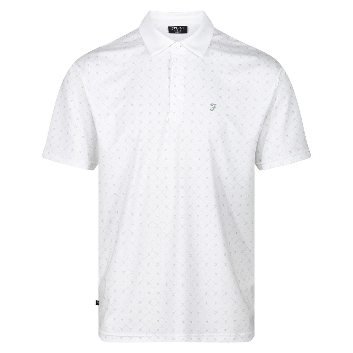 Farah Men's Newark AOP Golf Polo Shirt, Mens, White, Large | American Golf von Farah