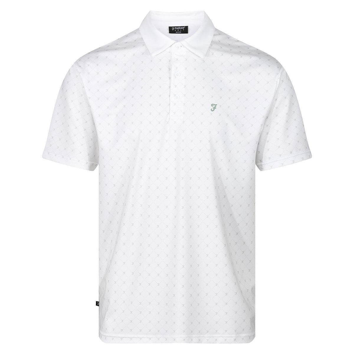 Farah Men's Newark AOP Golf Polo Shirt, Mens, White, Small | American Golf von Farah