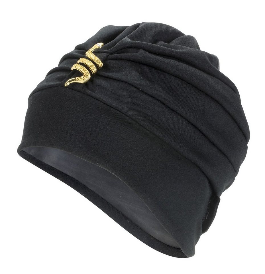 Fashy Badekappe Badehaube Badekappe Bademütze Damen Schwarz mit Schlangenmotiv Fashy von Fashy