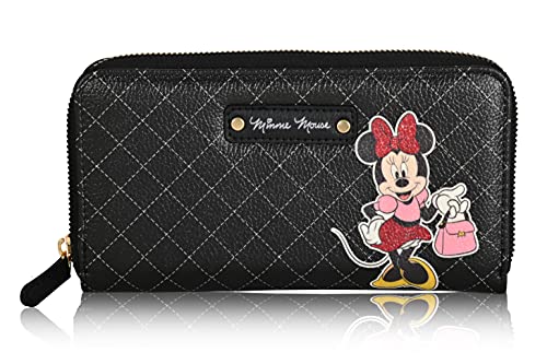 Mickey Mouse Premium Zip Wallet – Mickey Mouse Classic Zip Wallet, Schwarze Minnie, 4 x 7.75 x 1, von Fast Forward