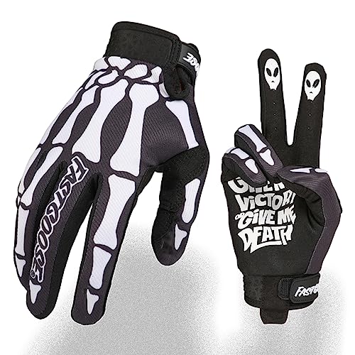 Fast passion Skeleton-Paw Motorradhandschuhe für Damen und Herren, Fahrradhandschuh, atmungsaktiv, Dirtbike-Handschuh für ATV, MTB, Motocross-Rennen, 1 Schwarz/Weiß, Größe M von Fast passion