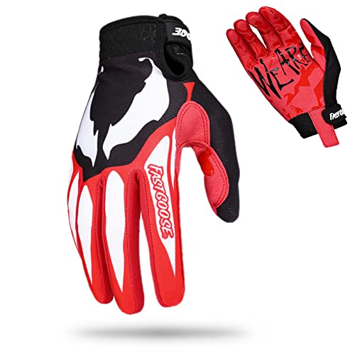 Fast passion Skeleton-Paw Motorradhandschuhe für Damen und Herren, Fahrradhandschuh, atmungsaktiv, Dirtbike-Handschuh für ATV, MTB, Motocross-Rennen, 1 Schwarzrot, Größe M von Fast passion