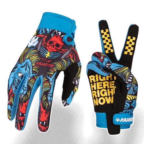 Fast passion Skeleton-Paw Motorradhandschuhe für Damen und Herren, Fahrradhandschuh, atmungsaktiv, Dirtbike-Handschuh für ATV, MTB, Motocross-Rennen, 2 Blau, Größe M von Fast passion