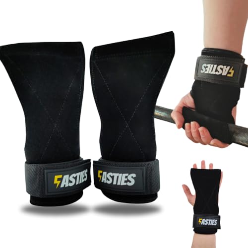 FASTIES® Premium Leder Lifting Grips - Zughilfen für Fitness, Krafttraining, Bodybuilding & Gewichtheben | verbessert die Griffkraft & bietet Schutz - für Männer & Frauen von Fasties