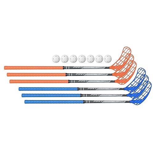 Fat Pipe | Floorball Unihockey Schläger Set Rock 33 Unihand mit gerader Schaufel | 6 Schläger und 6 Bälle | Markenqualität aus Finnland (Schaftlänge 82 cm) von Fat Pipe