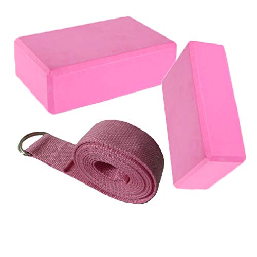 Fauhsto 2er Set Yoga Blöcke/Yogablock/Yoga-Block mit 1 Stück Yogagurt für Blockaden Training Dehnübungen Pilates Fitness-Block Anfänger und Fortgeschrittene von Fauhsto