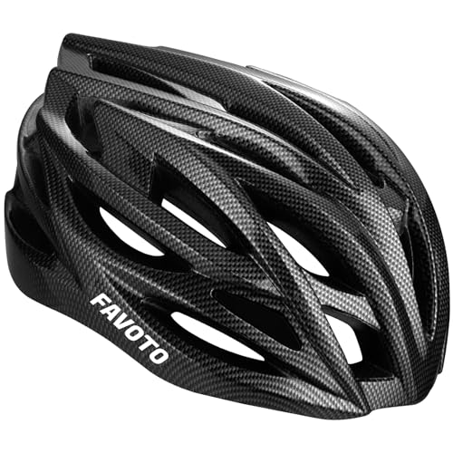 Favoto Fahrradhelm für Erwachsene Fahrrad Helmet mit Abnehmbarer Innenfutter Verstellbar Rennradhelm Rollerhelm Mountainbike MTB Helm 54-62cm für Herren Damen Kohlefasern von Favoto