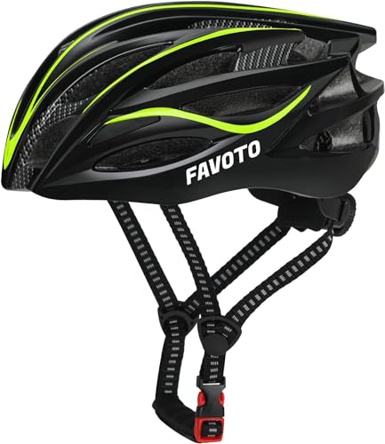 Favoto Fahrradhelm für Erwachsene Fahrrad Helmet mit Abnehmbarer Innenfutter Verstellbar Rennradhelm Rollerhelm Mountainbike MTB Helm für Herren Damen Schwarz-Grün L (58-61cm) von Favoto