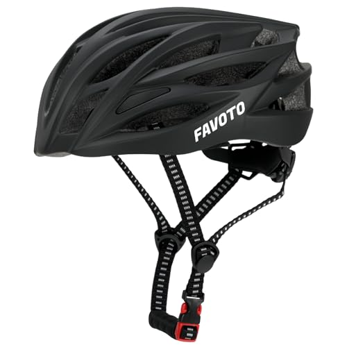 Favoto Fahrradhelm für Erwachsene Radhelm - Fahrrad Helmet Rennradhelm Rollerhelm MTB Helm für Herren Damen mit Abnehmbarer Innenfutter 54-62cm Verstellbar Schwarz von Favoto