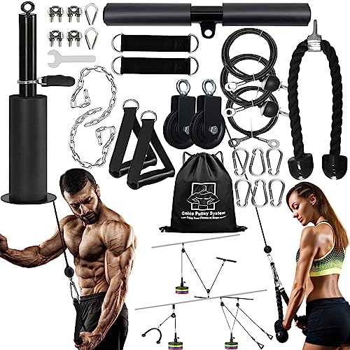 Favuit Kabelzug Pulley System Gym Fitness Unterarmtrainer Arm-Krafttraining Riemenscheibe DIY Latzug Fitnessgerät Kabelsystem-Maschine Handgelenk Trizeps Bizeps-Curls Workout für Heim-Fitnessstudios von Favuit