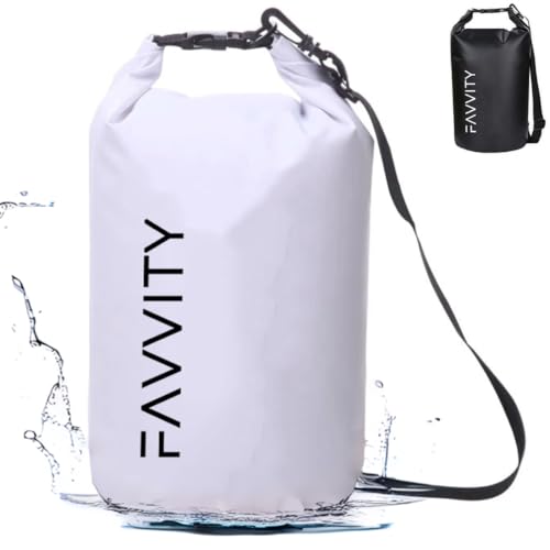 Favvity Dry Bag 20L - wasserfeste Tasche, Sup Tasche, wasserdichte Tasche, wasserdichter Beutel, Packsack, Trockensack, Seesack (weiß) von Favvity