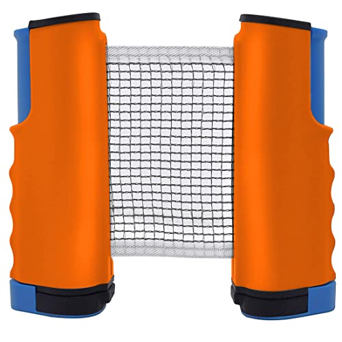 Fayvosiue Ausziehbares Tischtennisnetz, tragbares Tischtennisnetz, perfektes Baseballnetz für jeden Tisch (Blau / Orange) von Fayvosiue