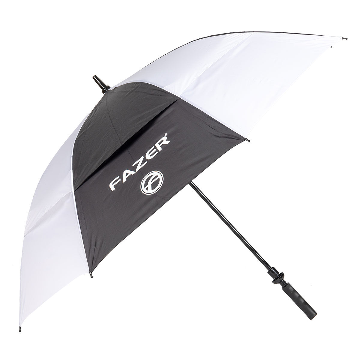 Fazer Black and White Logo Print Dual Canopy Golf Umbrella, 62" | American Golf von Fazer