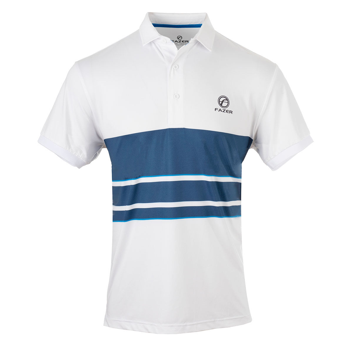 Fazer Men's Endo Chest Stripe Golf Polo Shirt, Mens, White/navy, Small | American Golf von Fazer