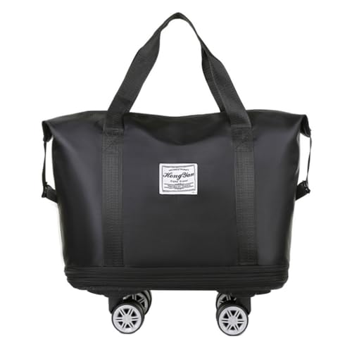 Fcnjsao Faltbare Gepäcktasche, erweiterbar, mit Rolltuch, Trocken-Nass-Trennung, große Kapazität, Wochenendtasche, faltbare Gepäcktasche, Schwarz von Fcnjsao