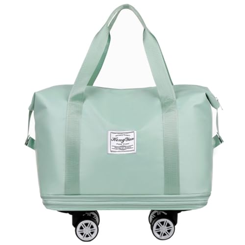Fcnjsao Faltbare Gepäcktasche, erweiterbar, mit Rolltuch, Trocken-Nass-Trennung, große Kapazität, Wochenendtasche, faltbare Gepäcktasche, grün von Fcnjsao
