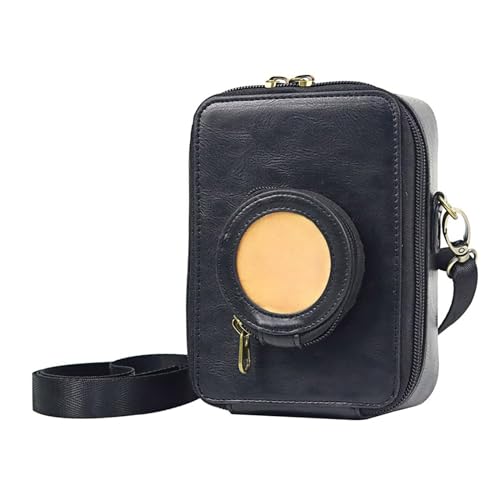 Fcnjsao Kameratasche aus PU-Leder für EVO Kameratasche mit verstellbarem Schultergurt, 3 Farben, Kamera-Ledertasche, Kamera-Schultertasche, Tragetasche für Fotografen, Schwarz von Fcnjsao