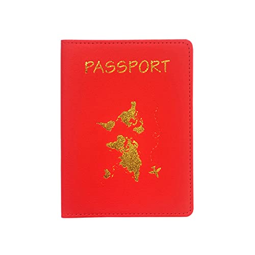 Reisepasshülle für Paare, Gepäckanhänger, Kartenhülle, niedliche Karte, Heißprägung für Damen und Herren, Hochzeitsgeschenk, Reisebrieftasche, Gepäck für Koffer, lustig, rot von Fcnjsao