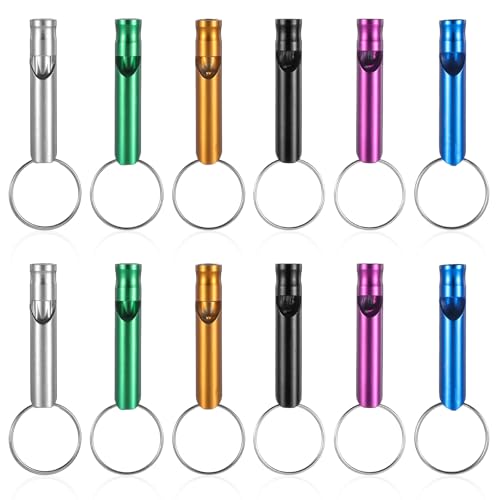 12 Stück Aluminium Trillerpfeife Signalpfeife Trillerpfeife Sportpfeife Laut Notfall Notfallpfeife Mit Schlüsselanhänger Hundepfeife Outdoor Survival Signalpfeife für Wildes Wandern Training Camping von FdcLixuvol
