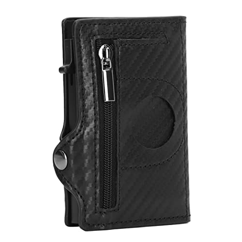 Fdit Card Bag Wallet, Wallet Protective Anti Lost Slim Foldable für Herren für Reisen (Kohlefaser Schwarz) von Fdit