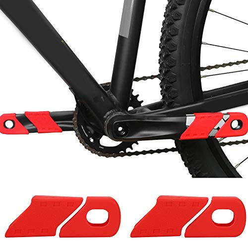 Fdit Stoßfeste Silikon-Kurbelschutzhülle für Fahrradzubehör, 4 Stück, Verschleiß- und Reißfestigkeit für die Meisten Kurbeln, Schwarz/Rot/Blau/Grün (Rot) von Fdit