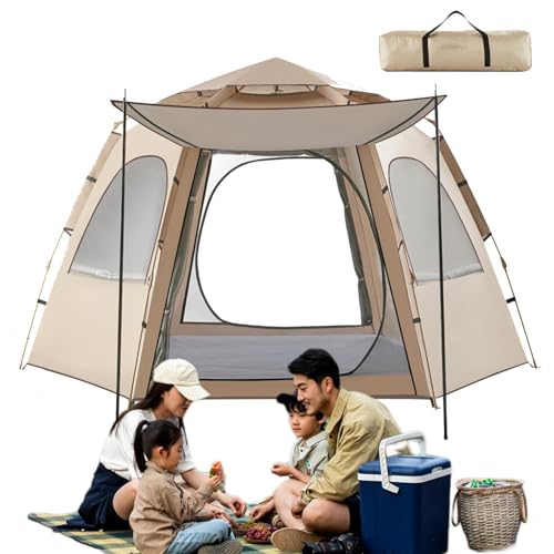 Fecfucy Camping Zelt Pop Up, Kuppelzelt Wasserdichtes Campingzelt für 5-8 Personen, Atmungsaktiv Instant Setup Tragbare Zelte für Outdoor Camping, Strand, Reiseabenteuer von Fecfucy