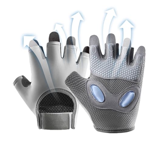 Fecfucy Gewichtheber-Handschuhe, atmungsaktiv, Halbfinger-Handschuhe, bequem, hochelastisch, Fitness-Handschuhe für Damen und Herren von Fecfucy