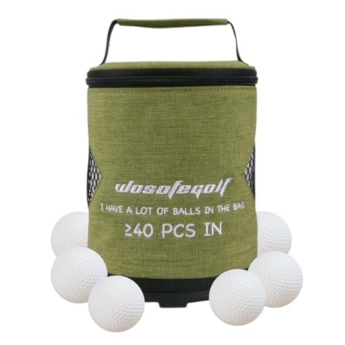 Fecfucy Golftasche, Golfballtasche - Golfball-Zylindertasche mit großem Fassungsvermögen und Reißverschluss,Golfsack, multifunktionale, leichte, faltbare, einfache Aufbewahrungstaschen für Tischtennis von Fecfucy