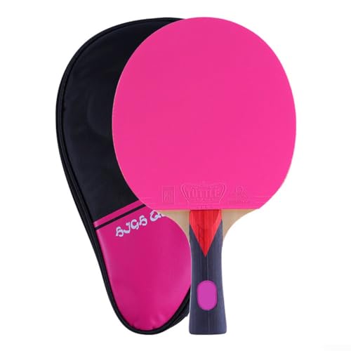 Feegow 1 x Tischtennisschläger mit 1 x Tasche, zuverlässiger Pong-Schläger, langer Griff, starke Kontrolle, 7-lagiges Holz (Rosa) von Feegow