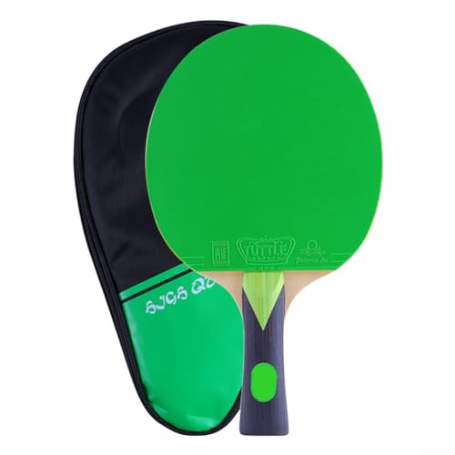 Feegow 1 x Tischtennisschläger mit 1 x Tasche, zuverlässiger Pong-Schläger, langer Griff, starke Kontrolle, 7-lagiges Holz (grün) von Feegow
