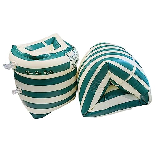 Fehploh 1 Paar Armhülsen, Doppel-Lufttasche, aufblasbarer Schwimmbecken, PVC-Druck, für Erwachsene und Kinder, Schwimmzubehör (olivgrüne Streifen) von Fehploh