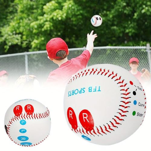 Fehploh 9-Zoll-PVC-Pitch-Trainings-Baseball mit Fingerplatzierungsmarkierungen (Harter Ball) von Fehploh
