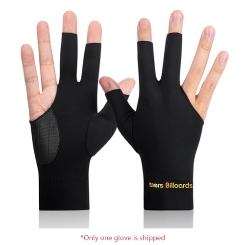Fehploh Billardhandschuhe, Drei-Finger-Handschuhe, rutschfest, für Billard-Training, atmungsaktiv, für Billard, Sport-Zubehör (schwarz rechts) von Fehploh
