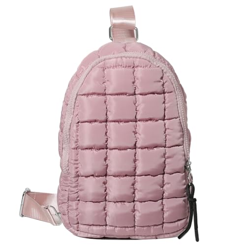 Fehploh Damen-Reise-Umhängetasche, einfarbig, modische Hüfttasche, Verstellbarer Riemen, Gesteppte Gürteltasche, Umhängetasche für Outdoor-Reisen (Rosa) von Fehploh