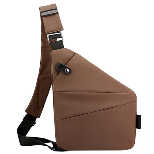 Fehploh Modische Brusttasche für Herren, große Kapazität, einfache Umhängetasche, Diebstahlschutz, verstellbarer Riemen, ergonomische Hüfttasche, coffee, right shoulder, Nützlich von Fehploh