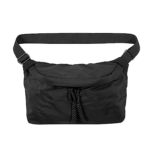 Fehploh Nylon-Crossbody-Brusttasche for Herren und Damen, Umhängetasche mit Reißverschluss, großes Fassungsvermögen, wasserdicht, leicht, modisch, Hip-Hop-Hüfttasche (schwarz) von Fehploh