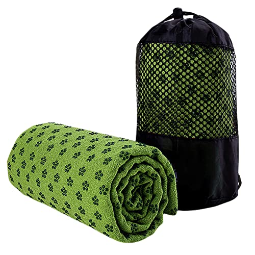 Fehploh Polyester-Yoga-Sportmatte, rutschfest, Pilates-Handtuch für den Innenbereich, faltbar, mit Netztasche, weich, geruchlos, atmungsaktiv, für Fitnessübungen (grün) von Fehploh