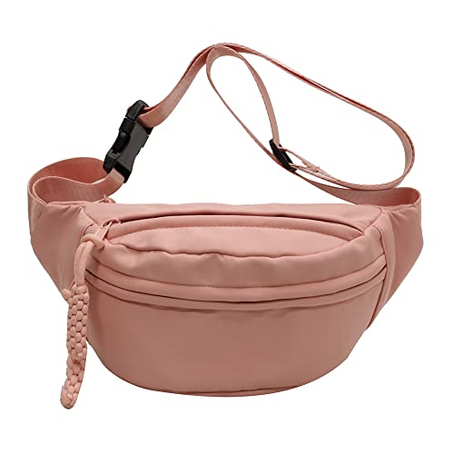 Fehploh Schlichte modische Sling-Hüfttasche für Damen, Umhängetaschen, einfarbig, tragbar, Gürteltasche (Rosa) von Fehploh
