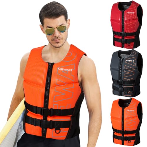 Fehploh Sicherheitsschwimmweste, Neopren, leichte Rettungsschwimmweste zum Surfen (Orange XL) von Fehploh