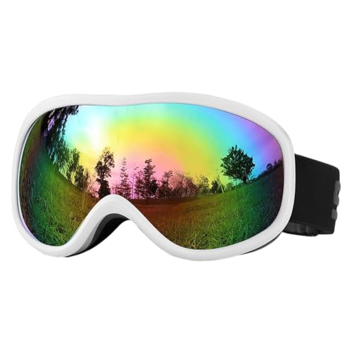 Fehploh Unisex-Snowboardbrille, doppellagig, Skibrille, beschlagfrei, winddicht, UV-Schutz, für Männer und Frauen, Schneemobil, Skaten (weiß) von Fehploh