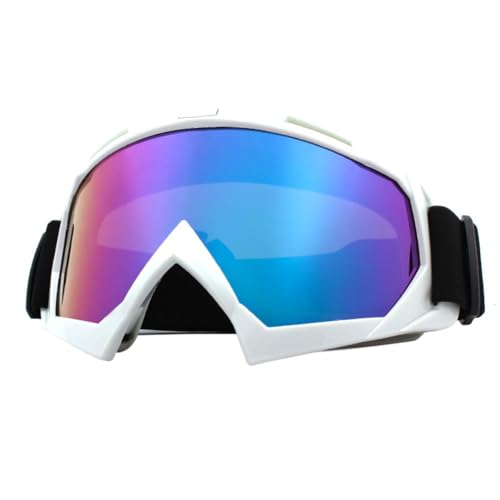 Fehploh Winddichte Motorradbrille, Antibeschlag-Fahrradsonnenbrille, UV-Schutz für Winter, Outdoor-Sport, Fahrradbrille (weiß, blau) von Fehploh
