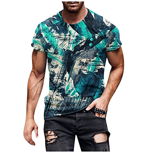 Feibeauty Herren Hemd Kurzarm Gym Shirt Herren SprüChe Tshirt Shirt Herren Drucken Männer Rundhals T-Shirt Kurzarm Kreativ Muster Locker Streetwear Fahrrad Tshirt Herren (Blau, M) von Feibeauty