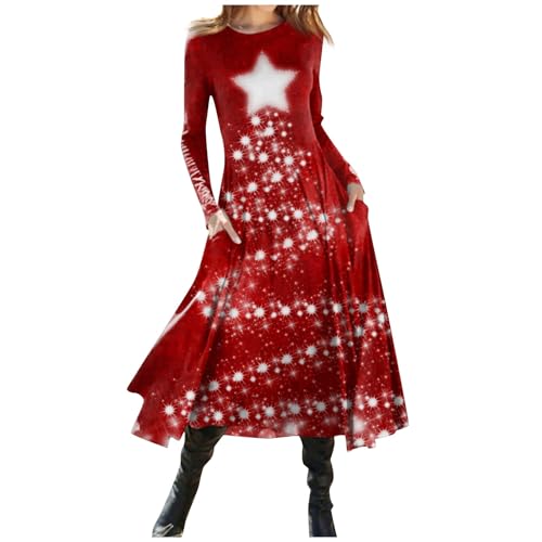 Schwarzes Kleid Damen Kleider Für Mädchen Satin Kleid Kleid Damen Kleid Damen Winter Korsettkleid Cocktail Kleider Für Damen Swing Kleid Damen (Red, XL) von Feibeauty