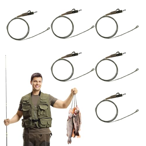 Feirdhoo Angelzubehör für Karpfenangeln - 65cm, 45lb, Hohe Festigkeit Karpfen Vorfach, Clip für Karpfen Zubehör und Carp Fishing, Gebundenes Haar Rig mit Drehverbinder von Feirdhoo