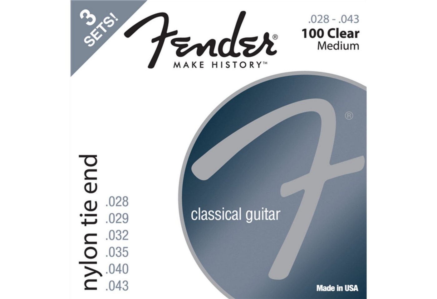 Fender Saiten, (Nylon Saiten 100 3-Pack Clear, Tie End), Nylon Saiten 100 3-Pack Clear, Tie End - Konzertgitarrensaiten von Fender