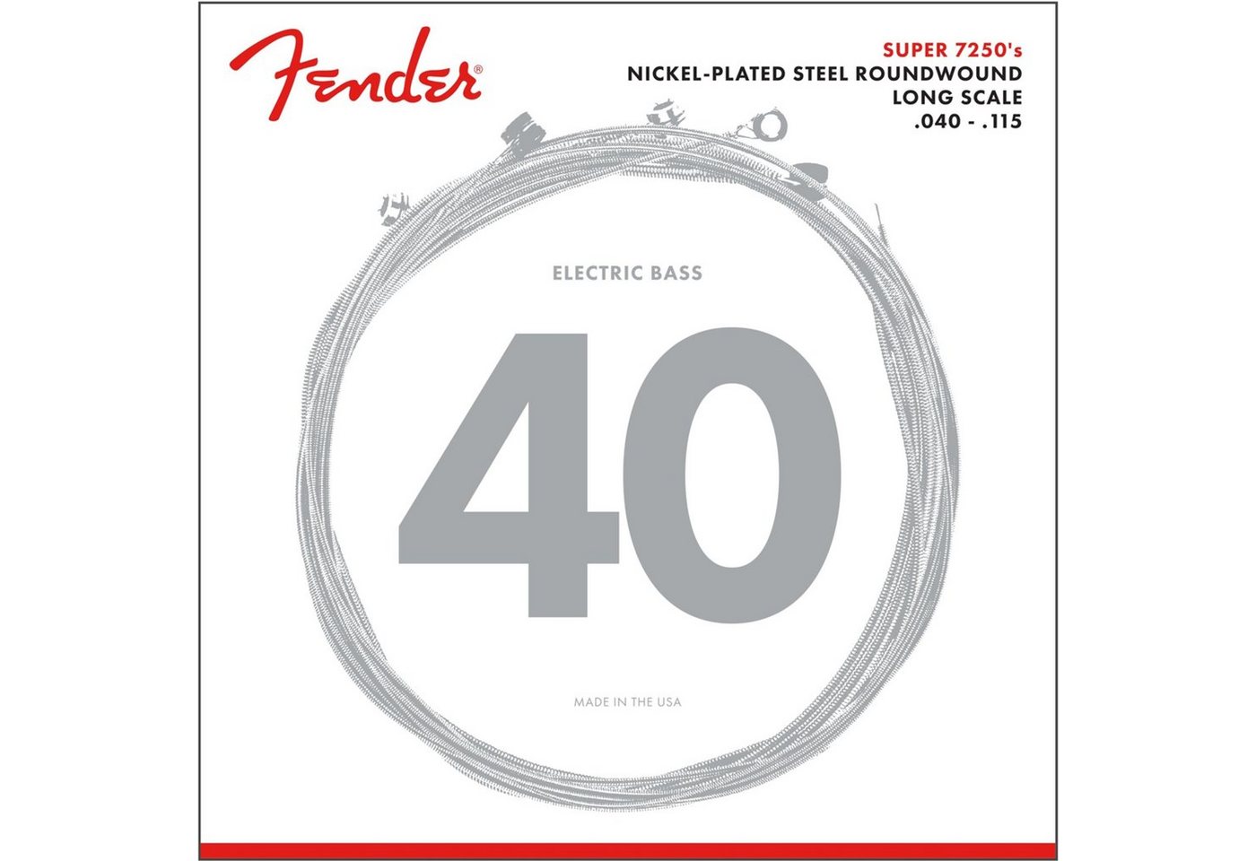 Fender Saiten, (Strings Super 7250-5L 40-115 Nickel Pl., Roundw. Longscale), Strings Super 7250-5L 40-115 Nickel Pl., Roundw. Longscale - Saitens von Fender