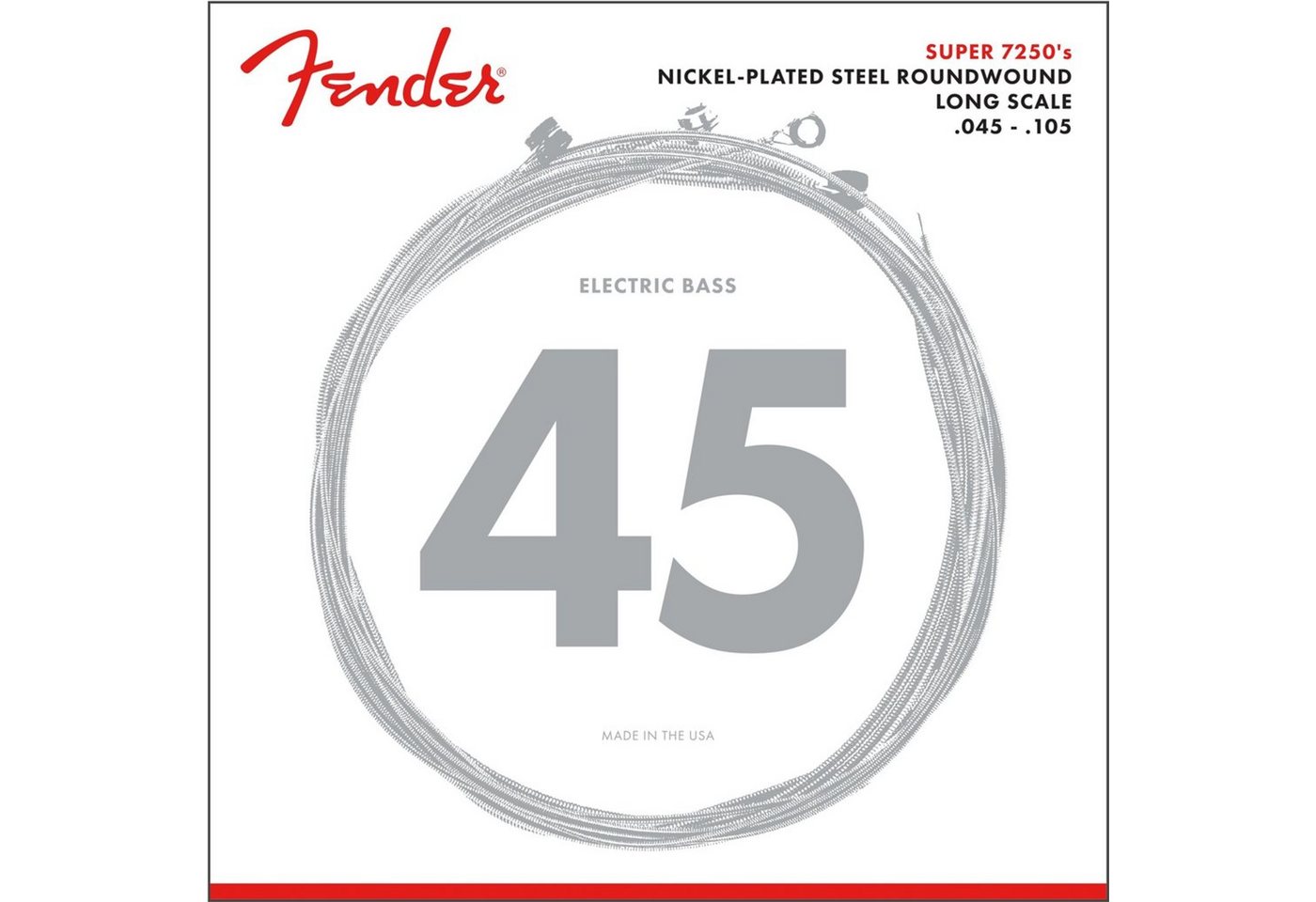 Fender Saiten, (Strings Super 7250 M 45-105 Nickel Pl., Roundw. Longscale), Strings Super 7250 M 45-105 Nickel Pl., Roundw. Longscale - Saitensa von Fender